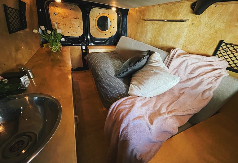 Campervan with a bed